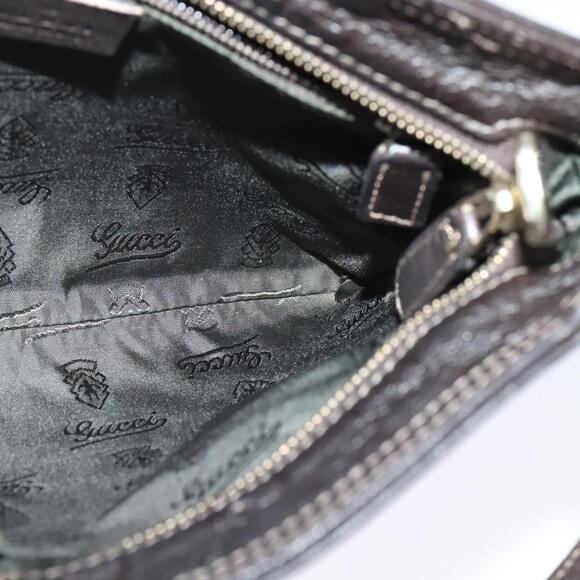 GUCCI GG Canvas Guccissima Bag Leather Dark Brown Gold - Picture 16 of 16